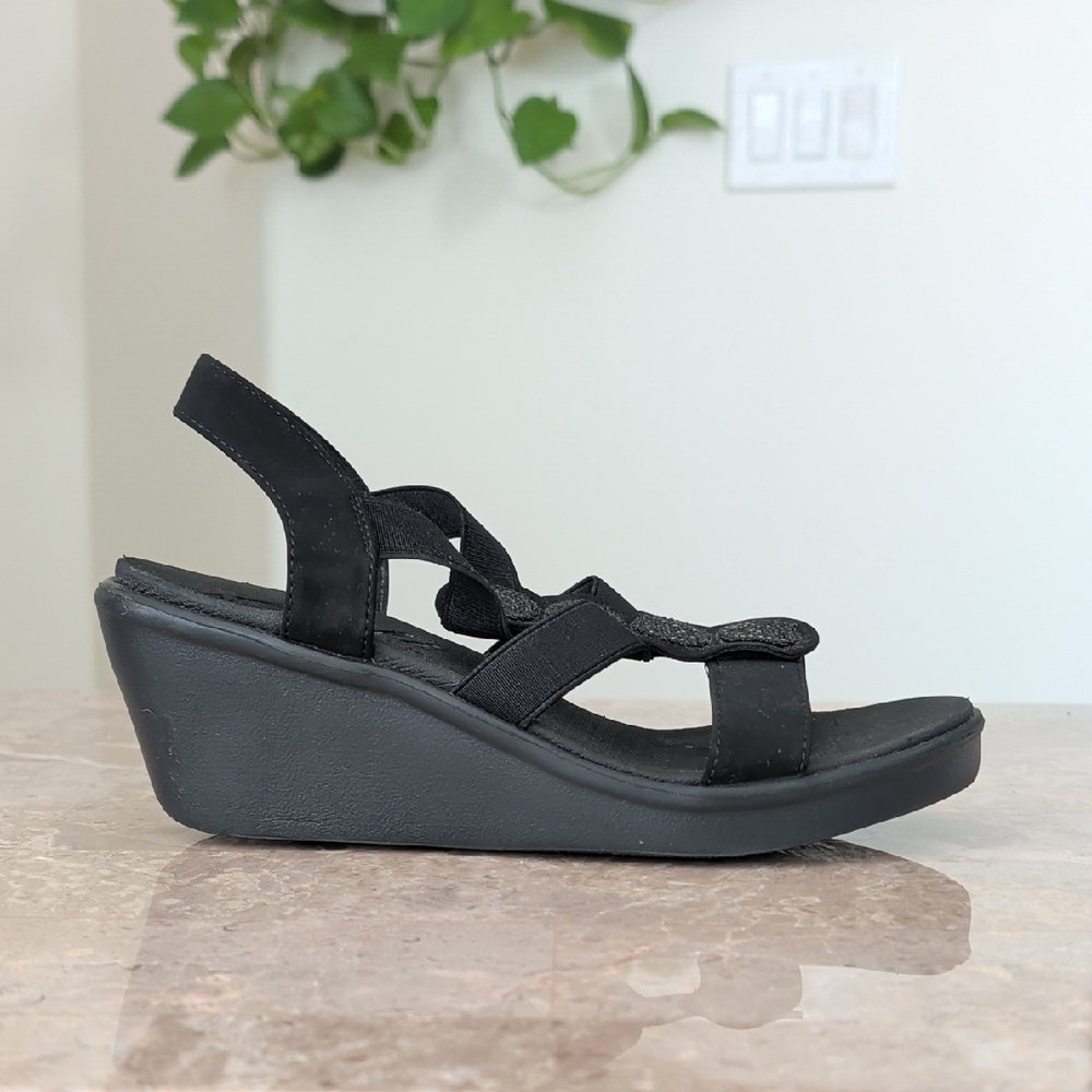 Black Wedge Sandals - Picture 4 of 11